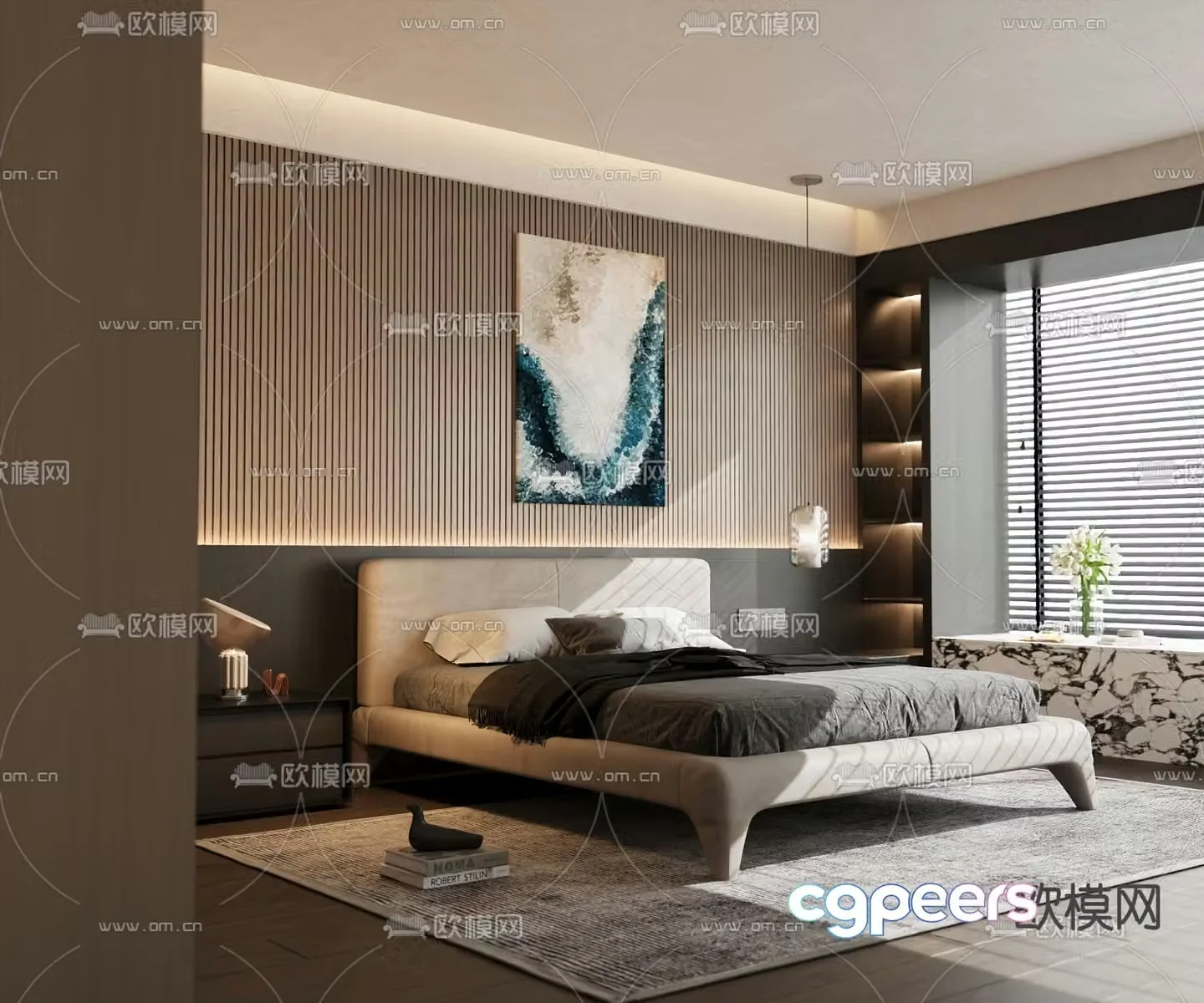 Modern double bed 3d model