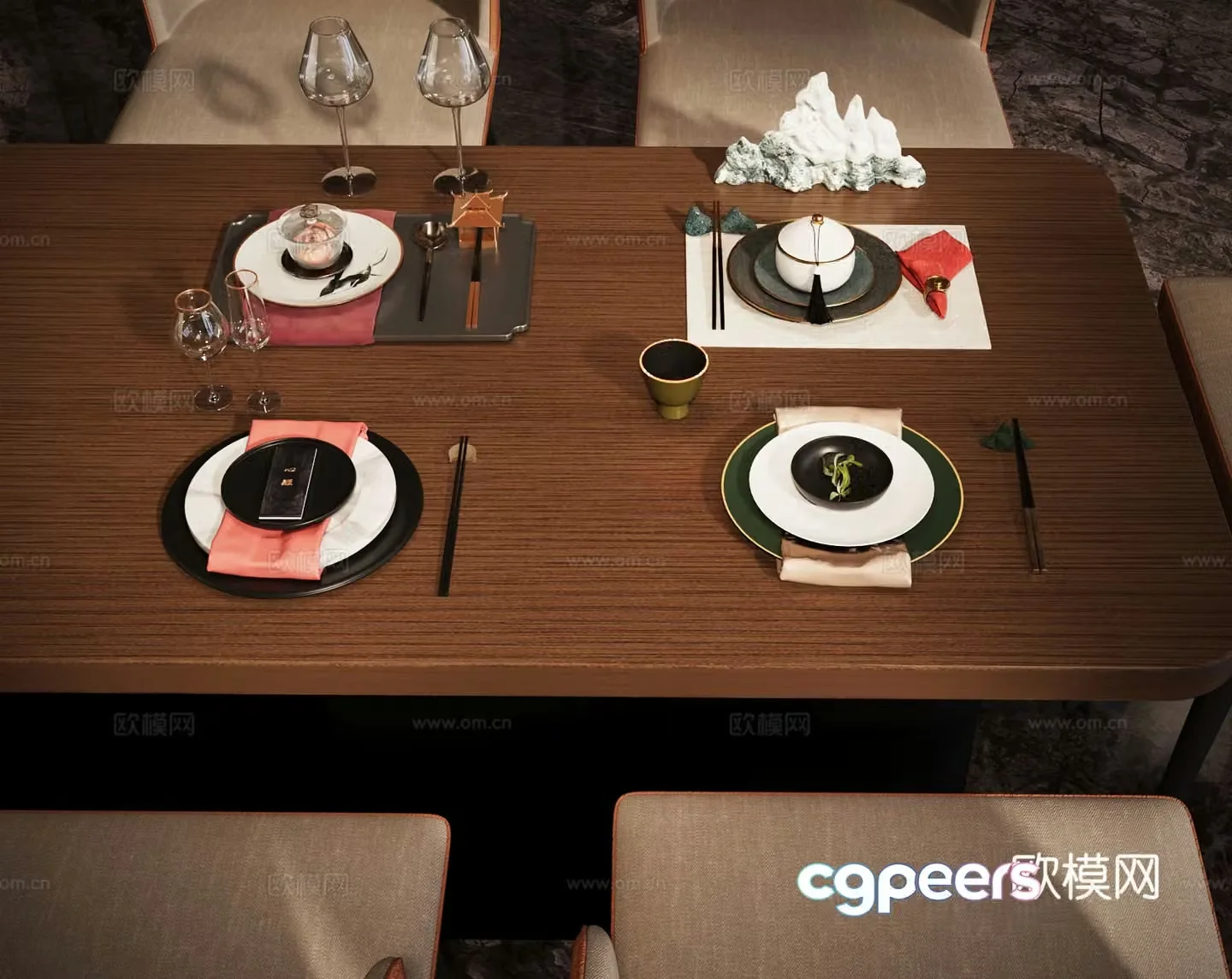 New Chinese tableware 3D model of dining plate
