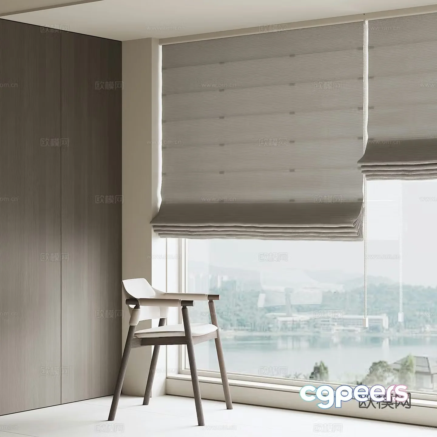 Modern fabric curtain 3d model