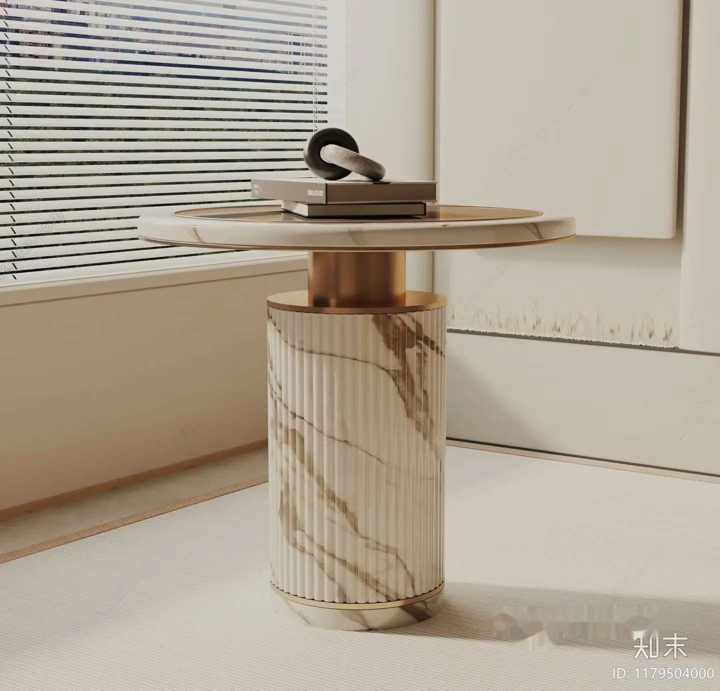 Modern White And Gold Table 3D Model – 5652 – VRAY Render