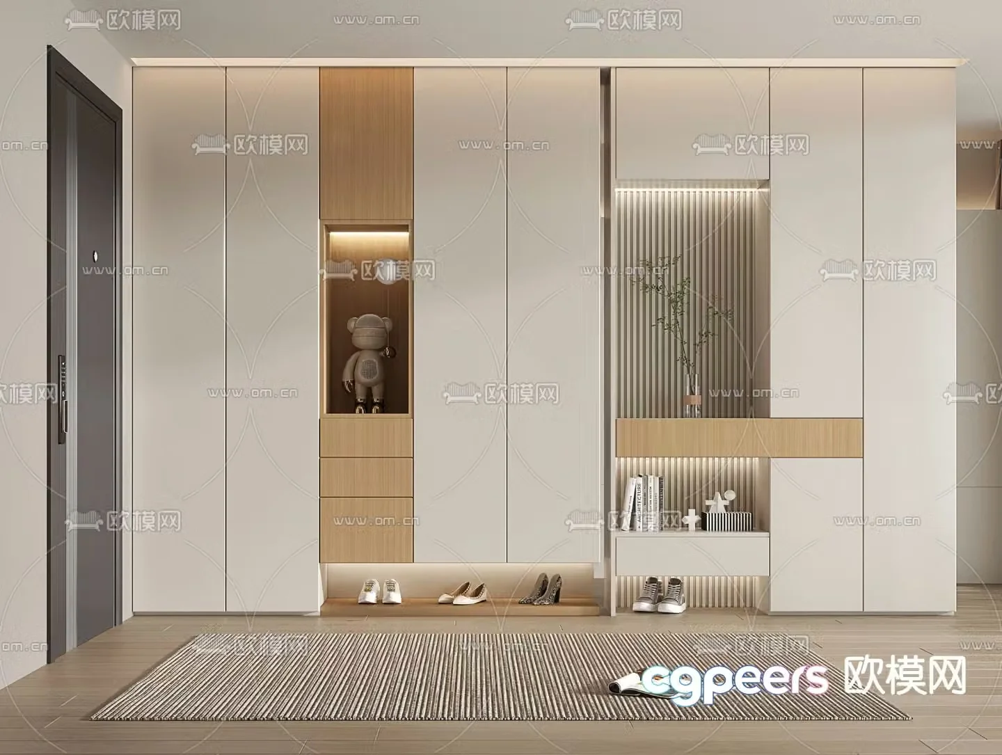 Entrance shoe cabinet partition 3d model