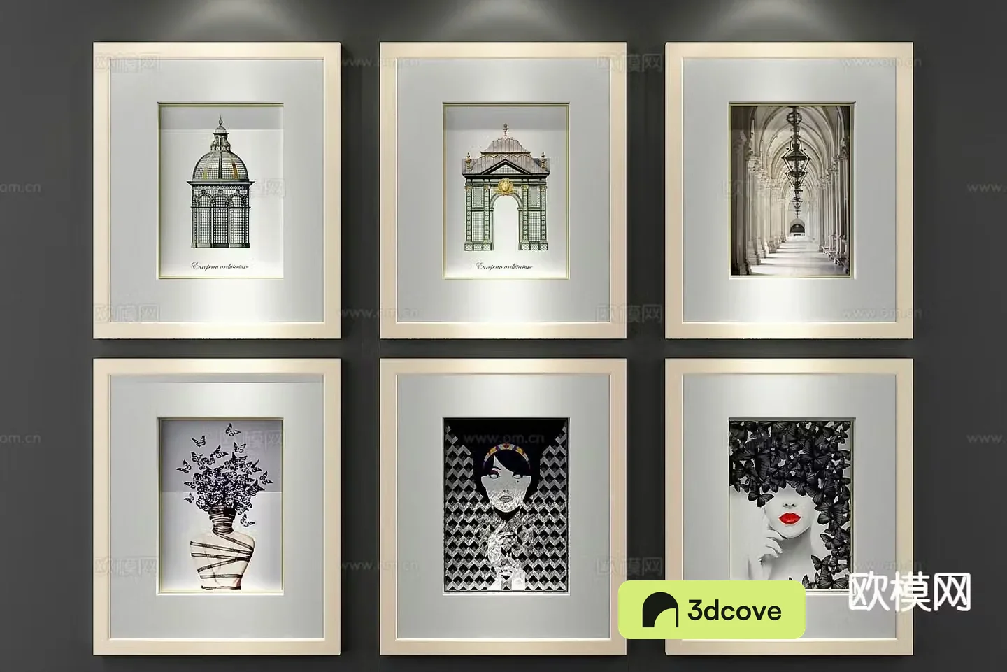 Modern architectural painting combination painting hanging painting decorative painting