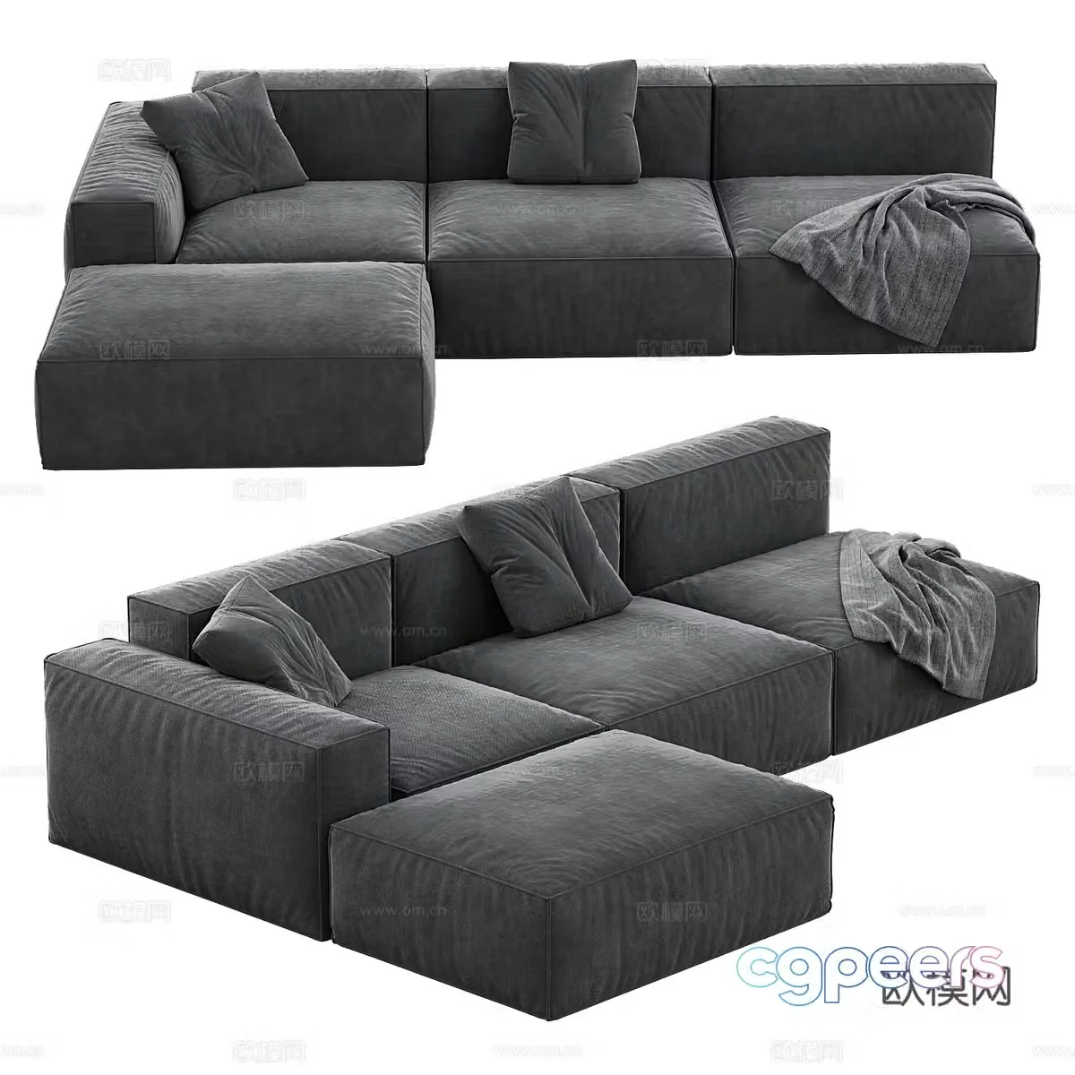 Italian multi-person sofa corner sofa 3d model