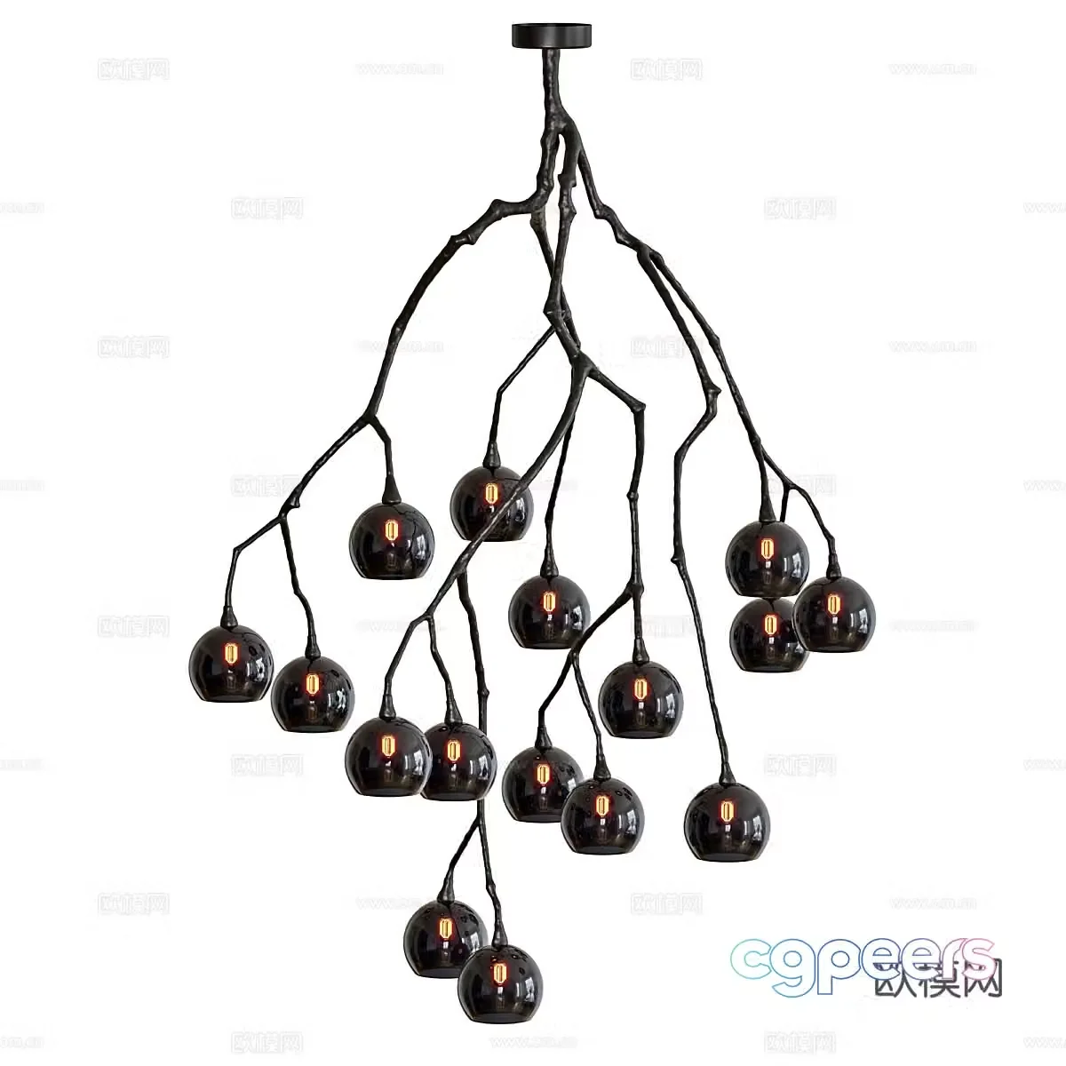 New Chinese style branch decorative chandelier 3d model