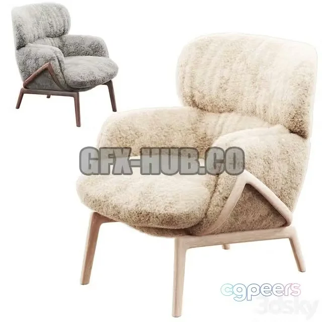 3ds Max Free – Elysia Lounge Chair Curly Sheepskin