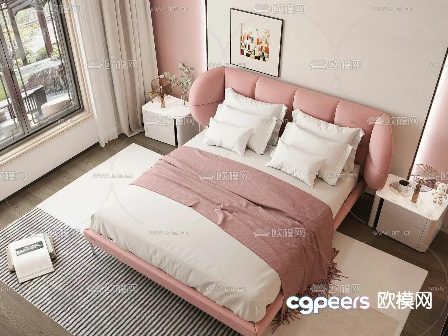 Modern double bed 3d model