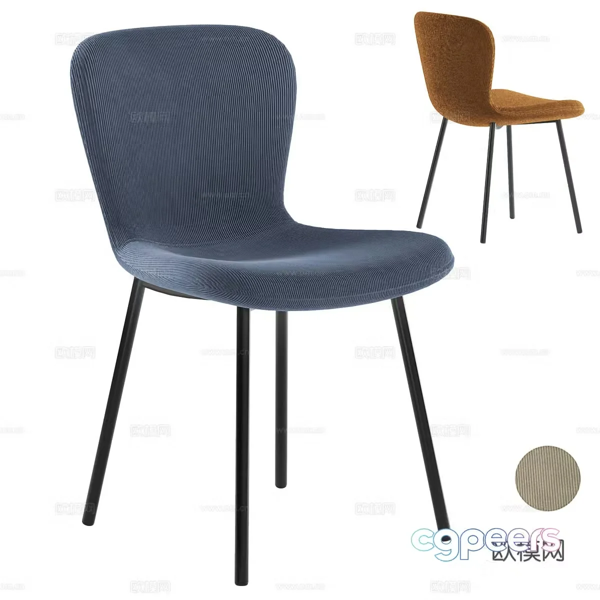 Fabric dining chair Fabric single chair Fabric leisure chair Fabric book chair Backrest chair Simple single chair 3D model
