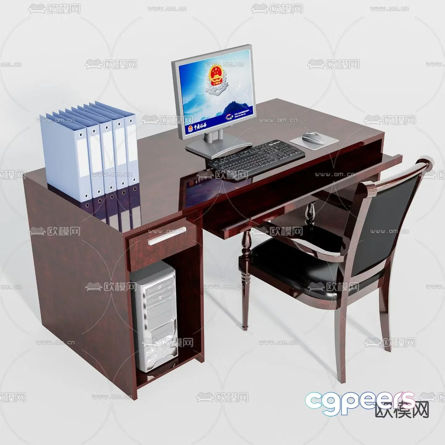 Modern office desk and chair 3d model