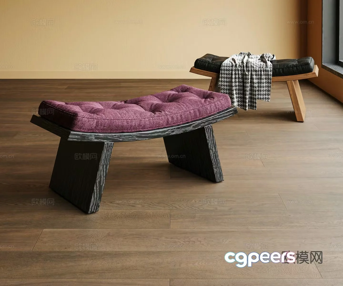 Stool low stool sofa stool 3d model
