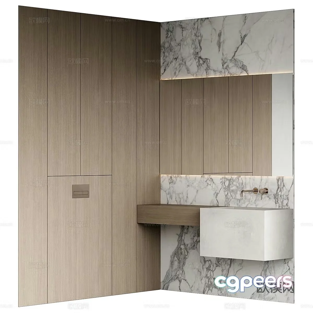 Modern Italian minimalist bathroom cabinet 3d model