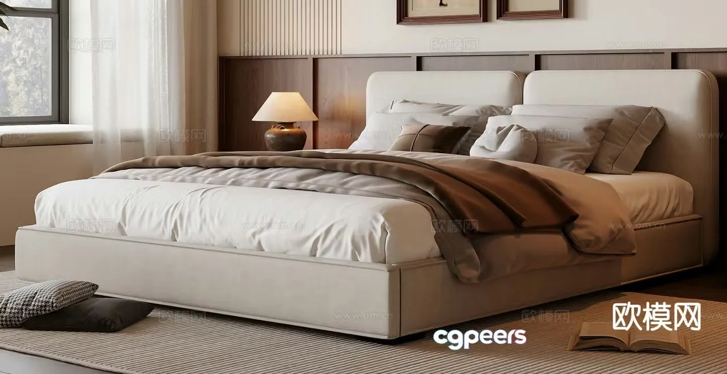 Medieval style double bed 3d model