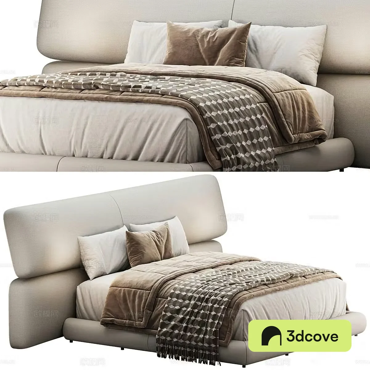 Modern Italian Yuna fabric double bed
