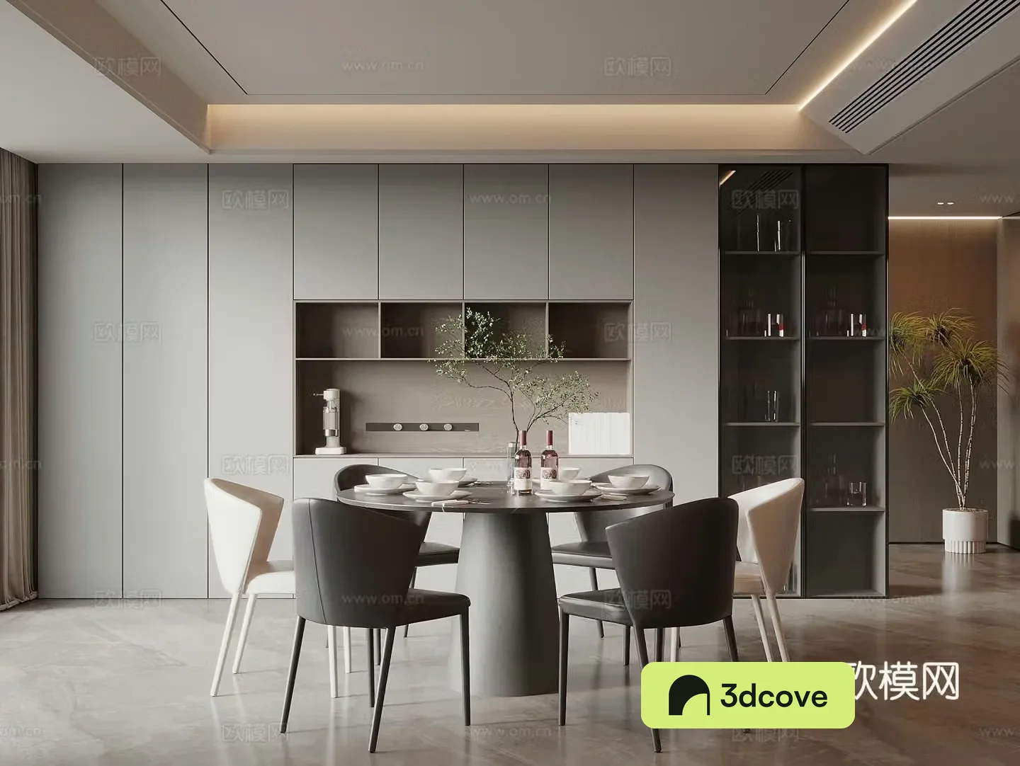 Modern cream style restaurant dining table and chair combination restaurant chandeliers wine cabinet sideboard