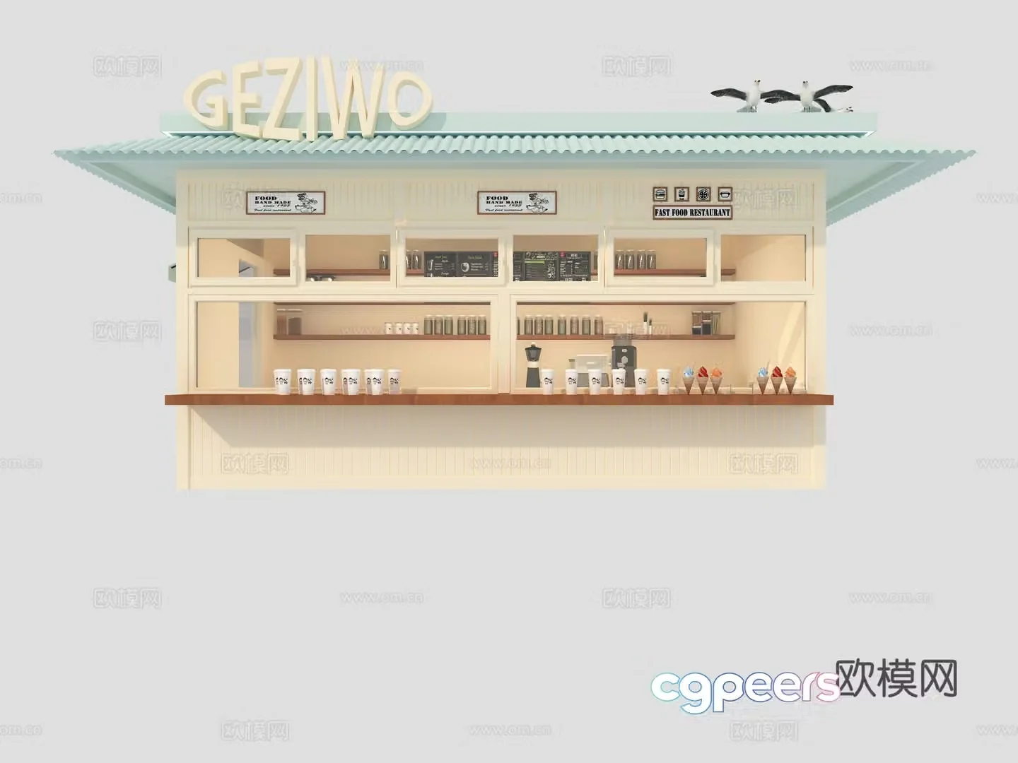 Container pop -up shop door 3D model