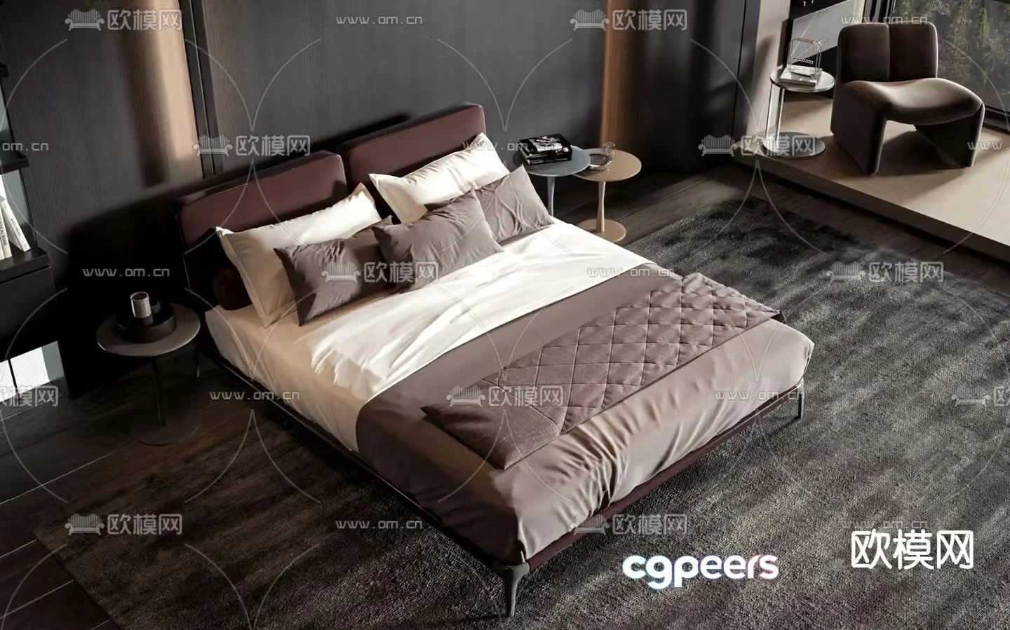 Commercial bed double bed 3d model