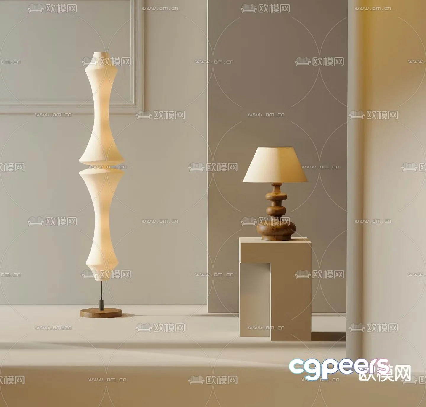 Medieval style floor lamp table lamp 3d model