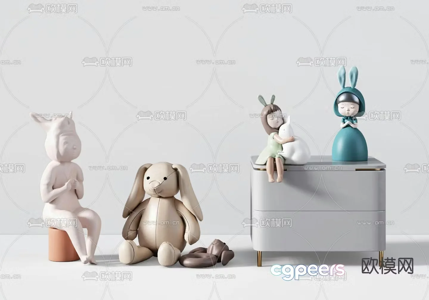 Modern bunny stuffed toy 3d model