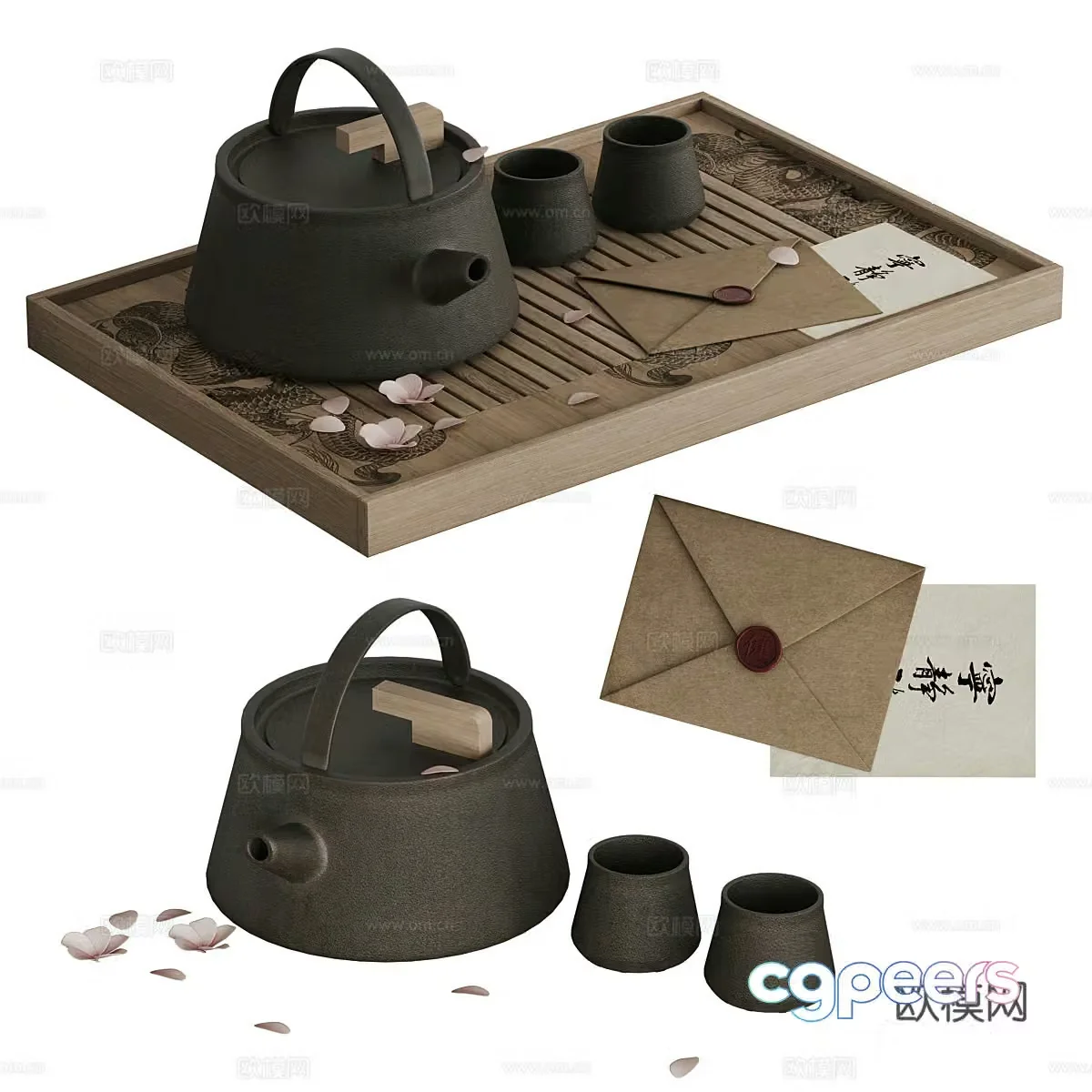 New Chinese tea set 3D model