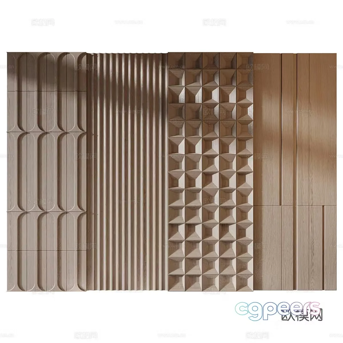New Chinese solid wood decorative wall panel 3D model