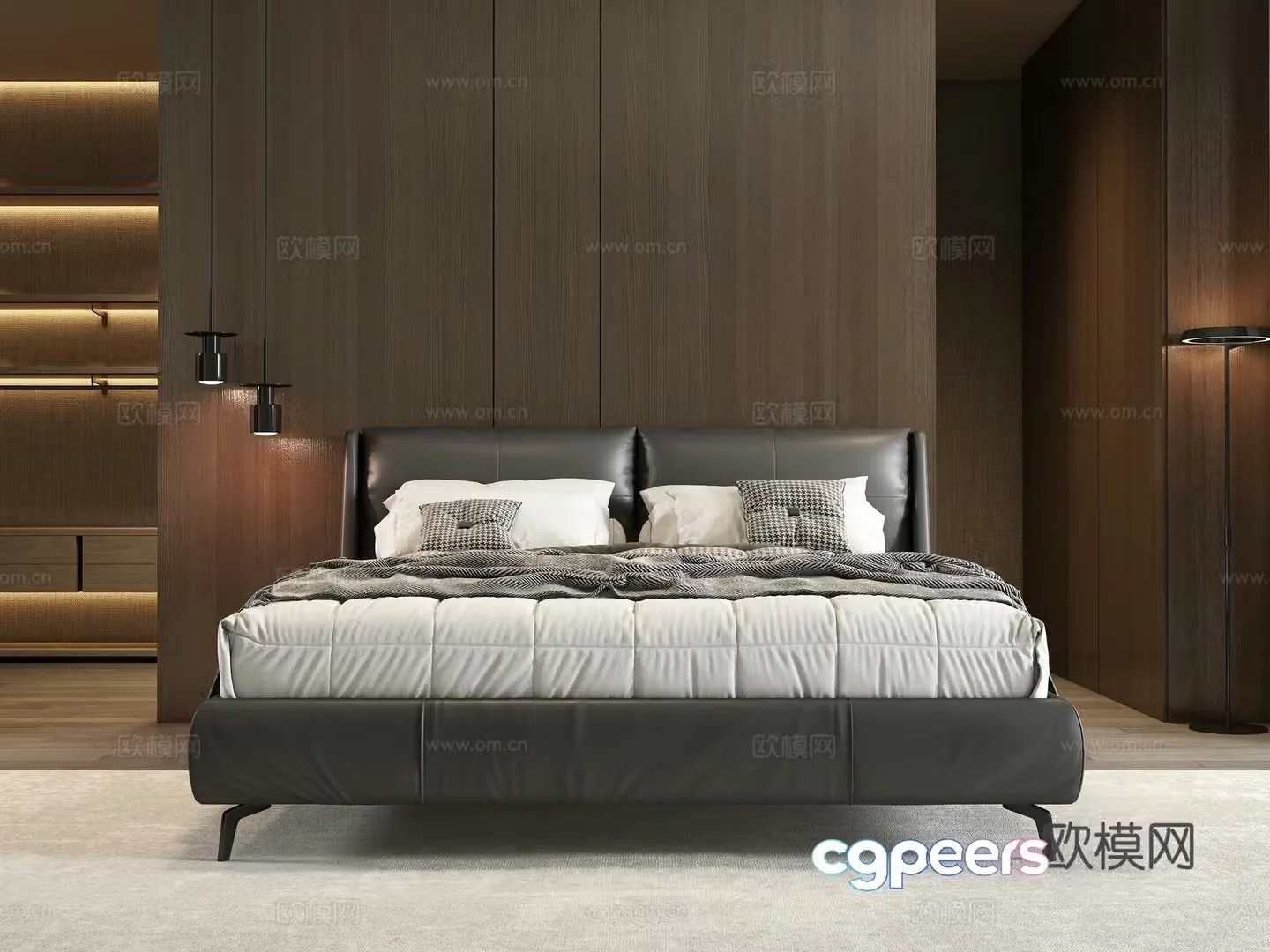 Modern double bed 3d model