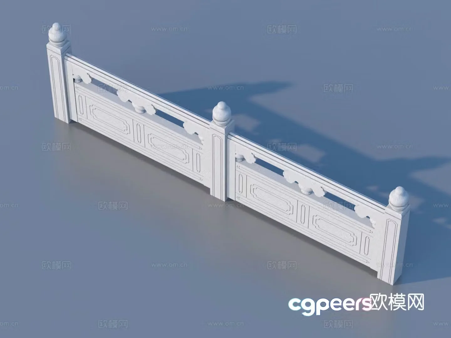Chinese fence guardrail railing 3d model