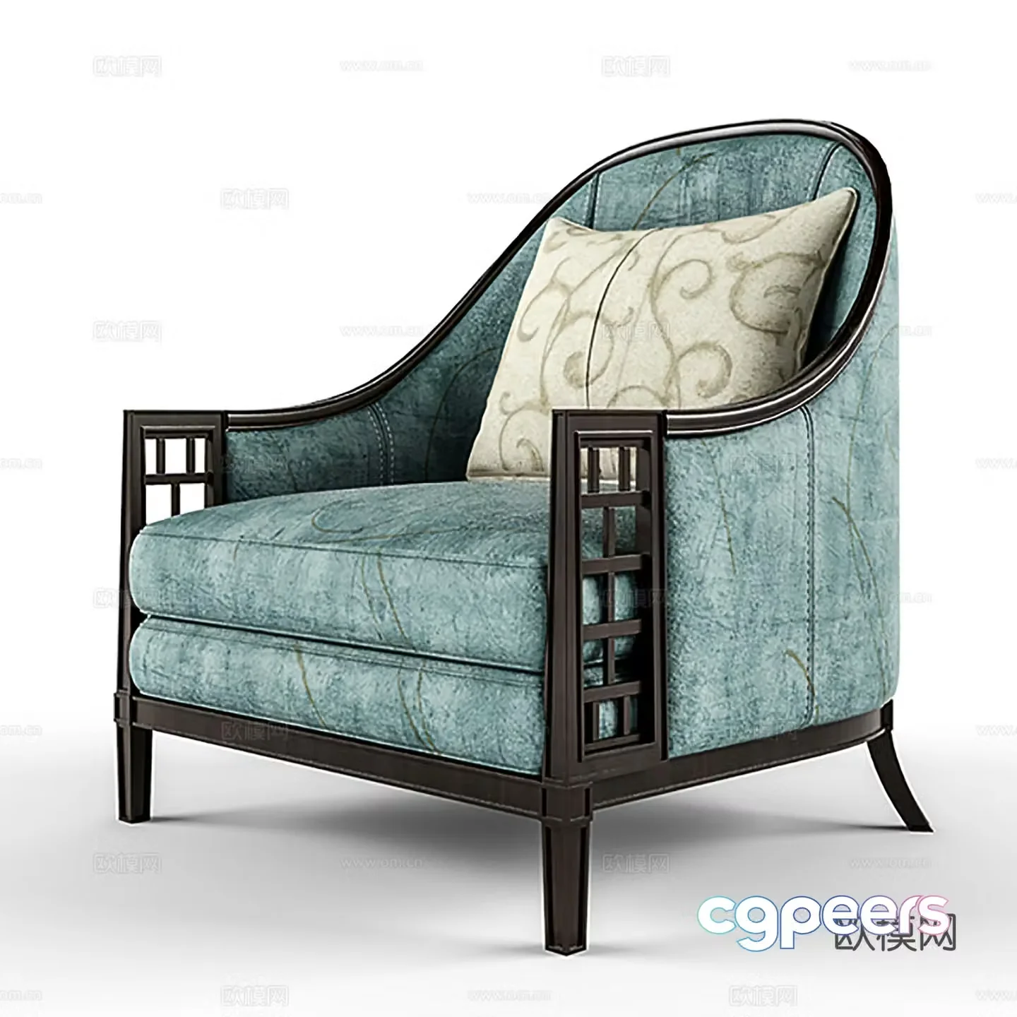 European casual chair cloth chair book chair single chair 3d model