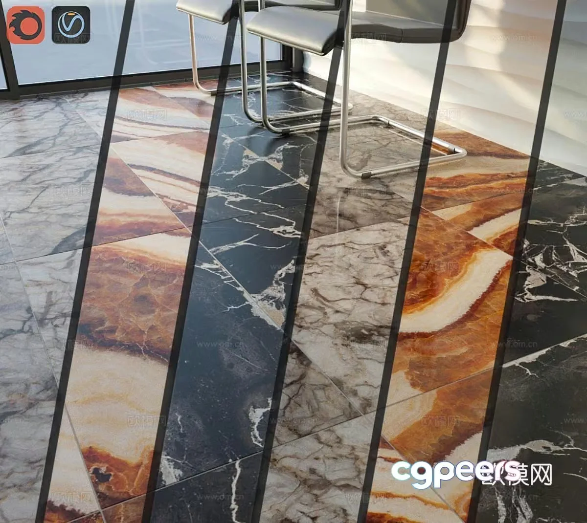 Modern marble marble floor tiles marble slate tiles 3d model