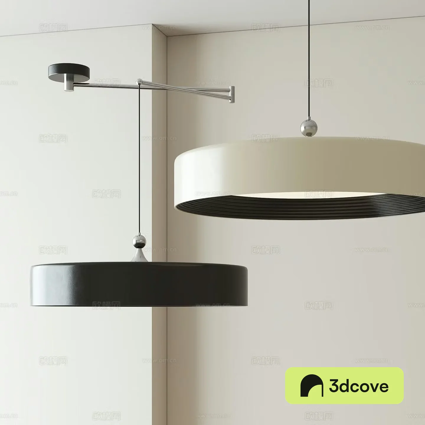 Modern minimalist restaurant chandeliers 3d model