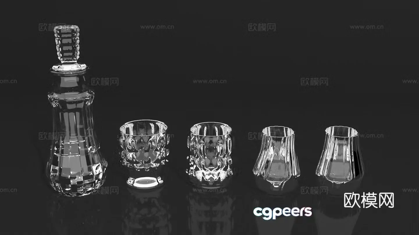 Wine glass wine bottle glass glass bottle goblet glass crystal cup 3d model