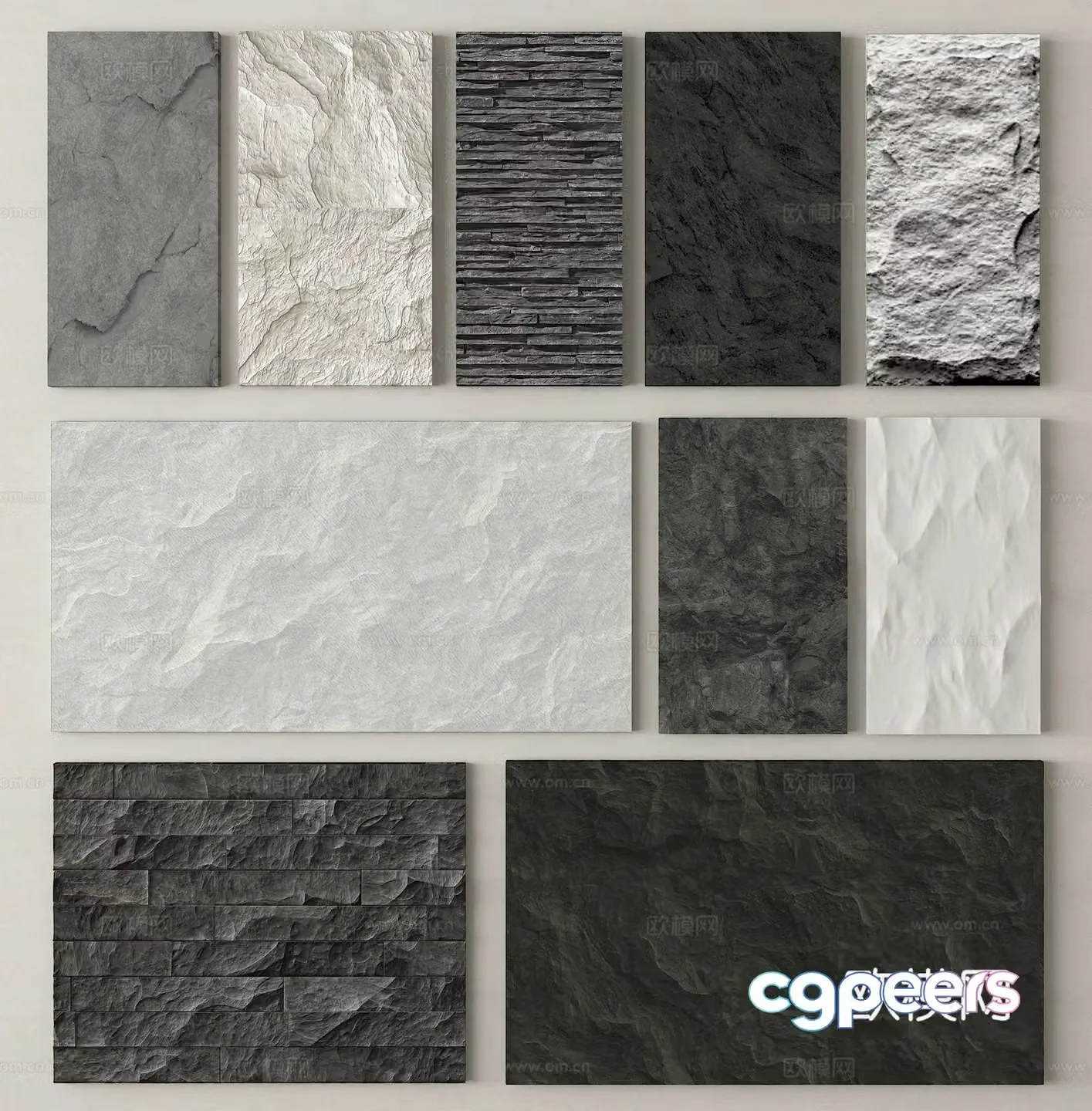 Stone marble stone wall panel terrazzo background wall 3d model