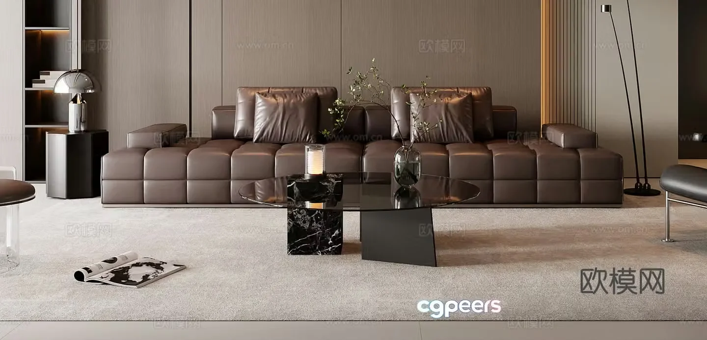 Italian sofa coffee table combination 3D model