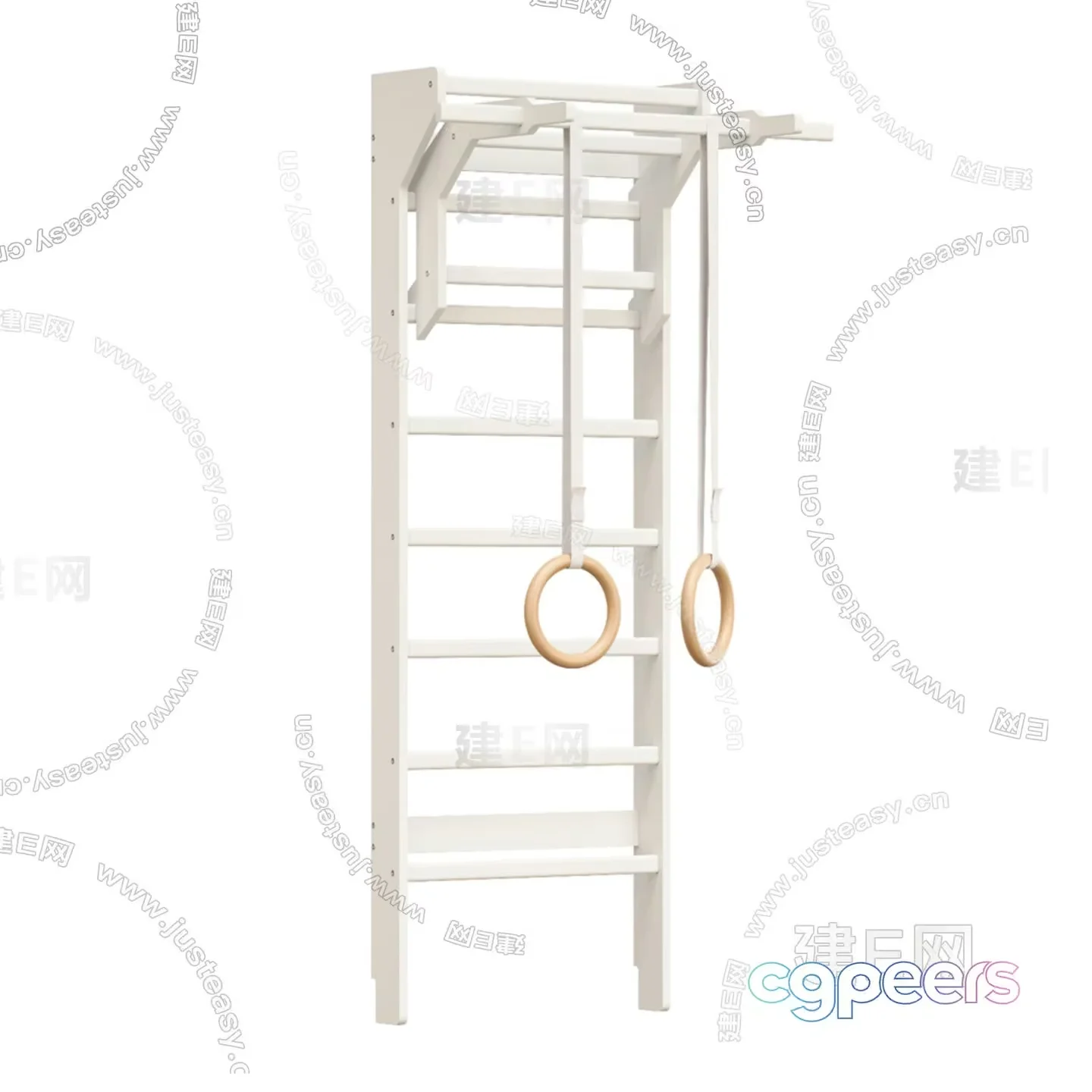 A White Exercise Ladder With Two Rings 3D Model – 21442 – VRAY Render