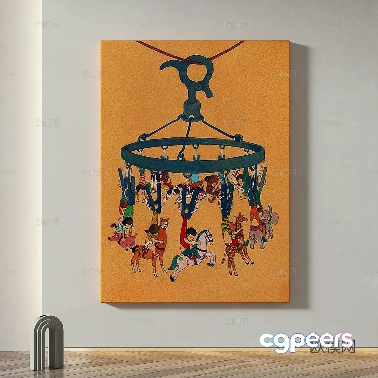 Modern simple abstract light luxury decorative painting 3d model
