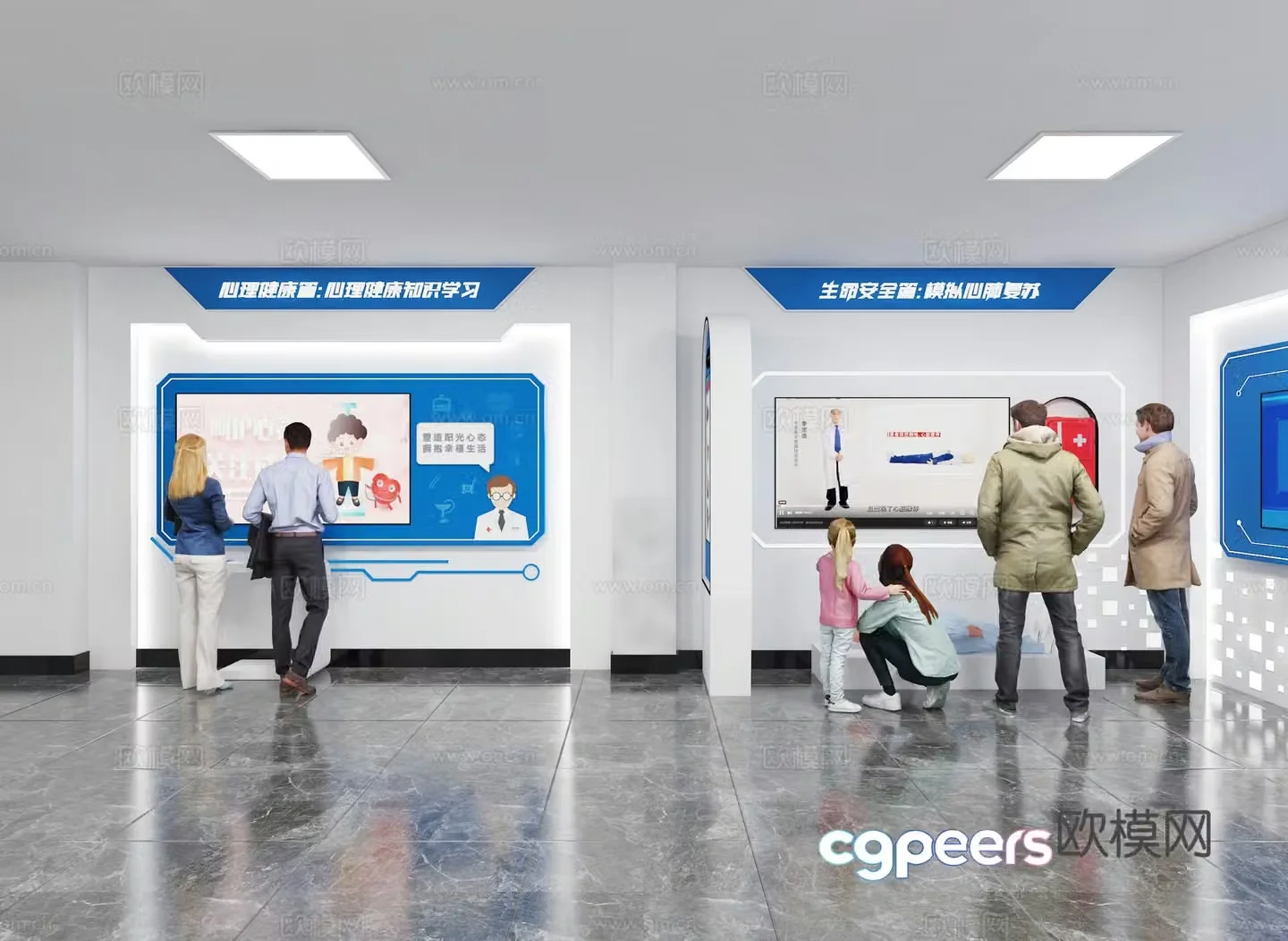 Modern CPR simulation room 3D model