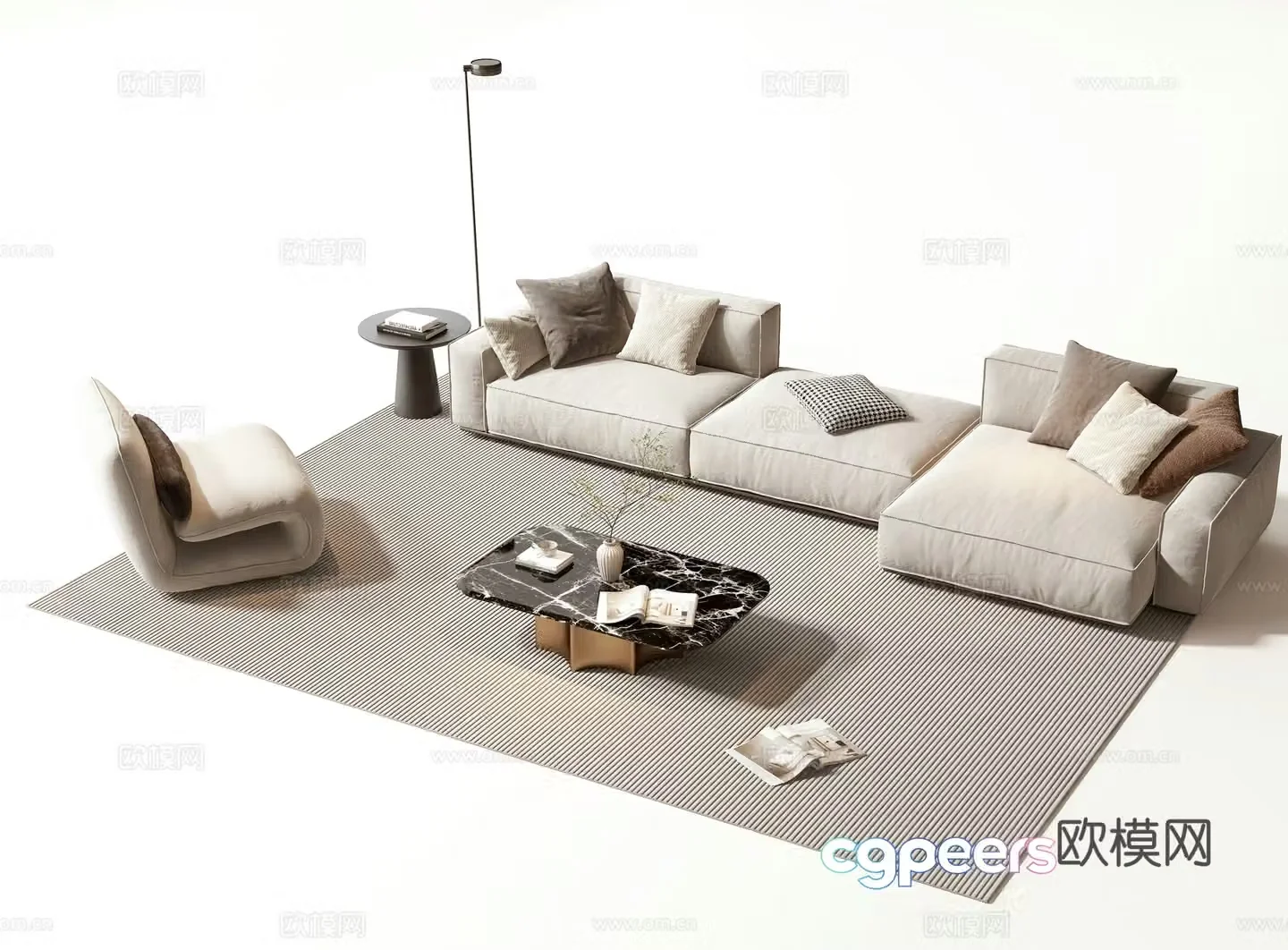 Modern sofa coffee table set 3d model