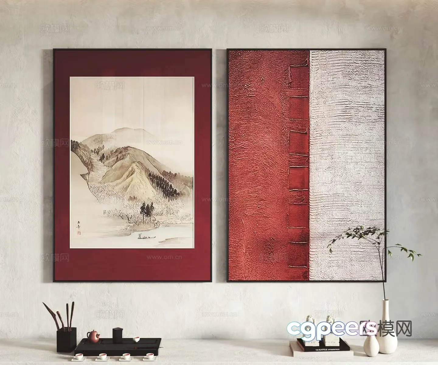 New Chinese style hanging paintings decorative paintings ornaments 3D model