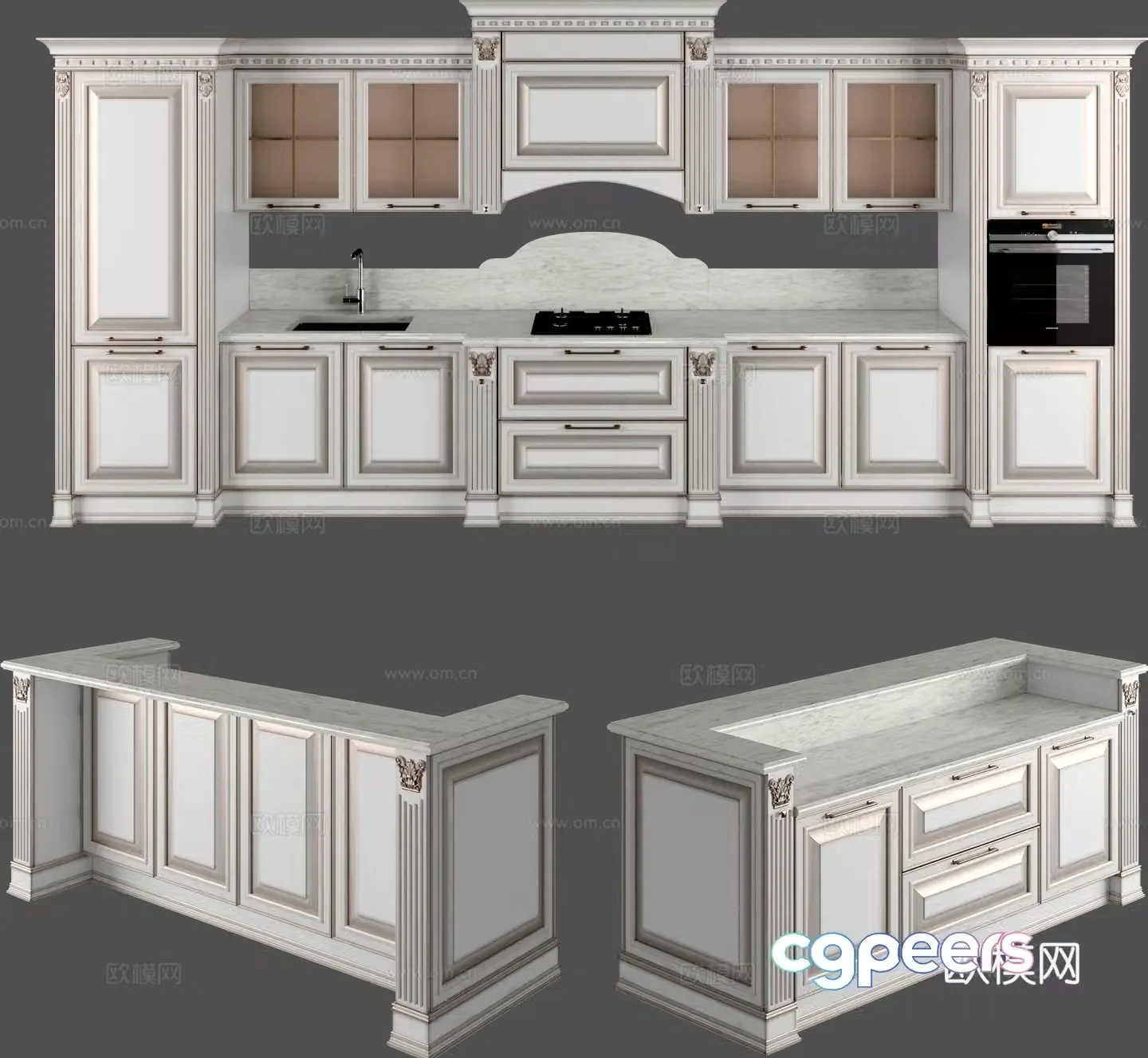 Simple European cabinet 3D model