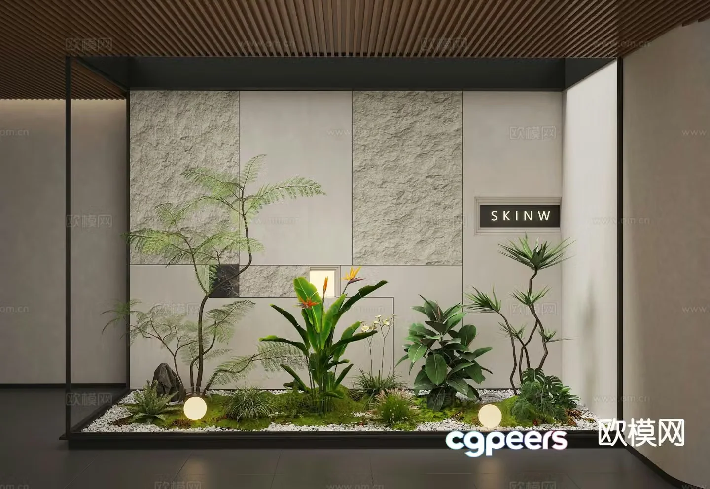 Indoor landscape plant pile landscape green plants 3d model
