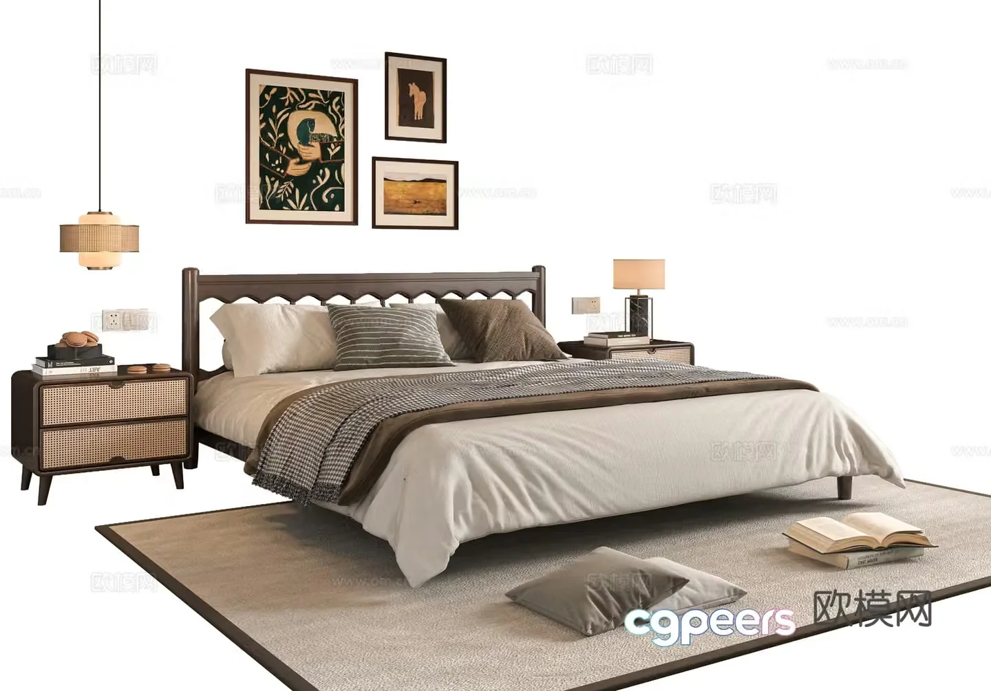 Middle-aged double bed 3D model