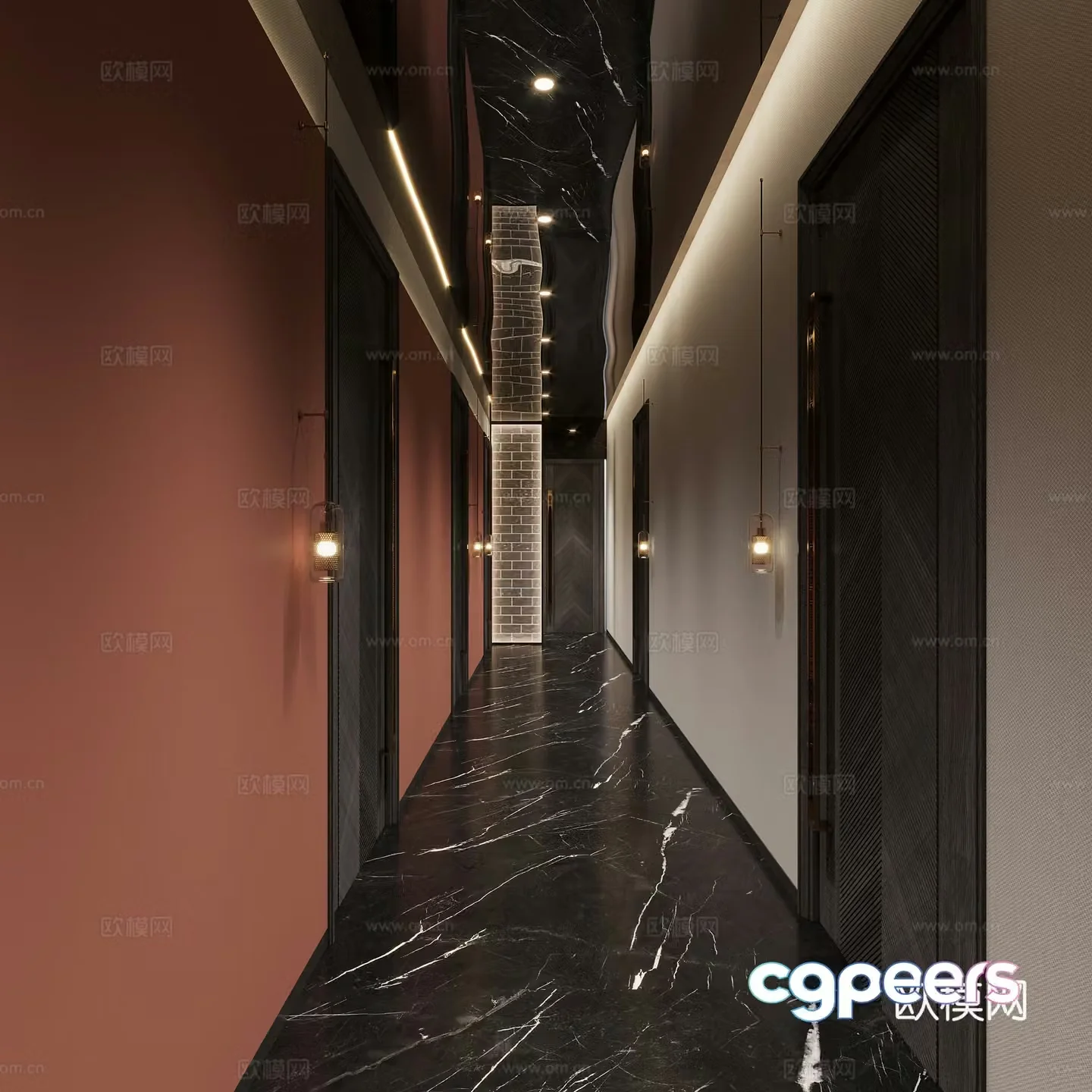New Chinese Zen entrance hall 3D model