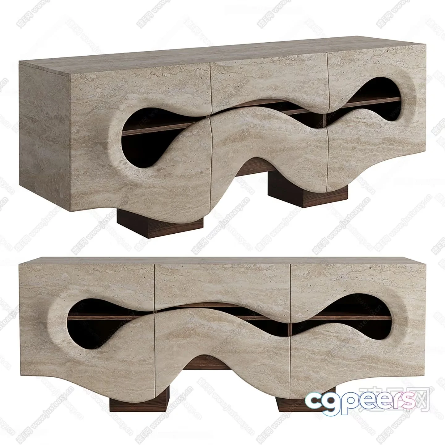 Modern Travertine Sideboard 3D Model – 17517 – CORONA Render
