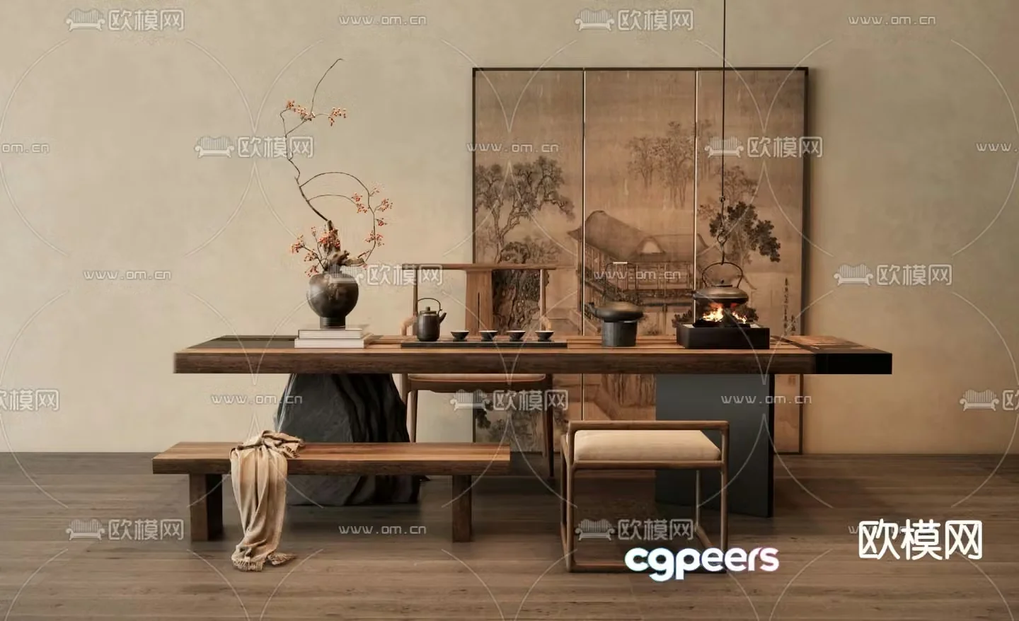 New Chinese style tea table tea table 3d model