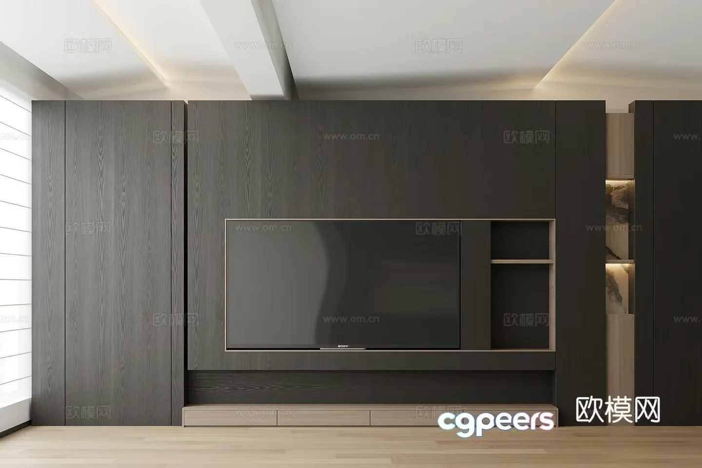 Modern TV background wall 3d model