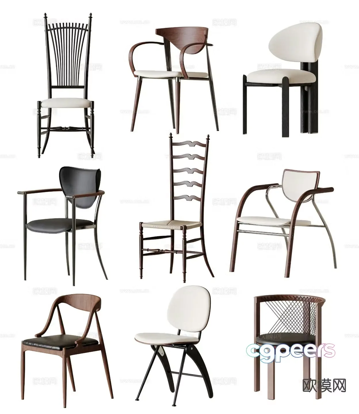 Medieval style chair dining chair 3d model