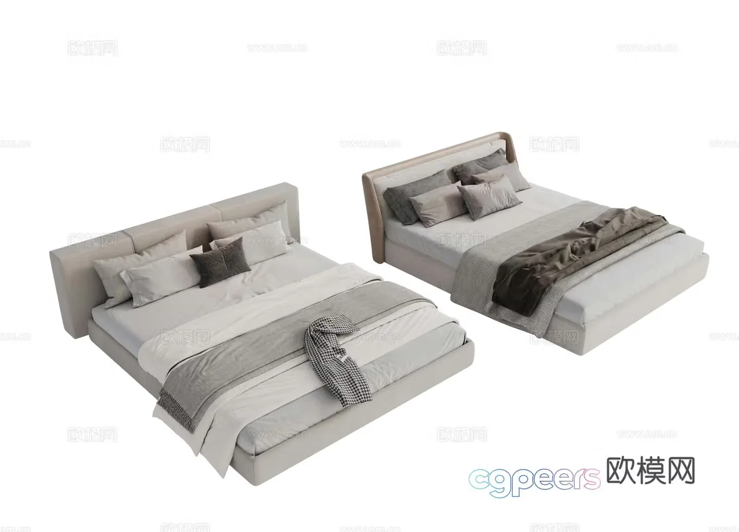 Modern fabric dual bed Main bed bedroom minimalist bed bed Minotti Modern dual bed 3D model