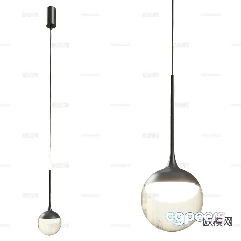 Minimalist spherical chandelier glass chandelier 3d model