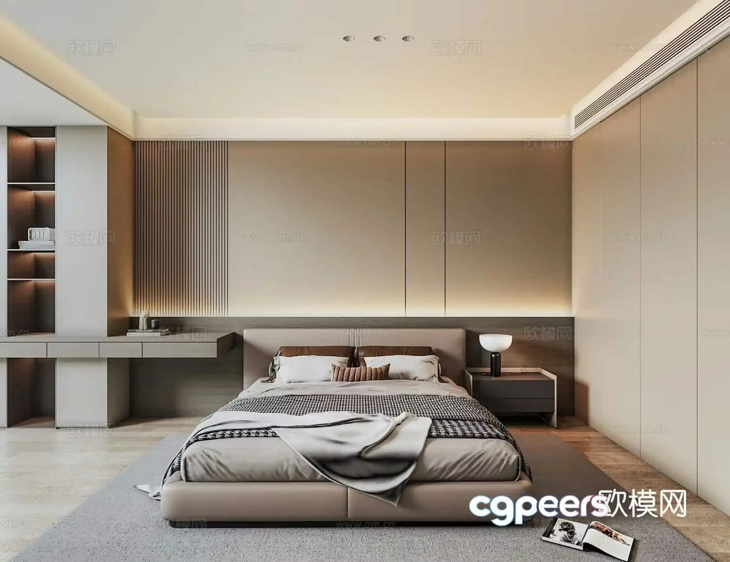 Light luxury bedroom without main light 3D model of master bedroom