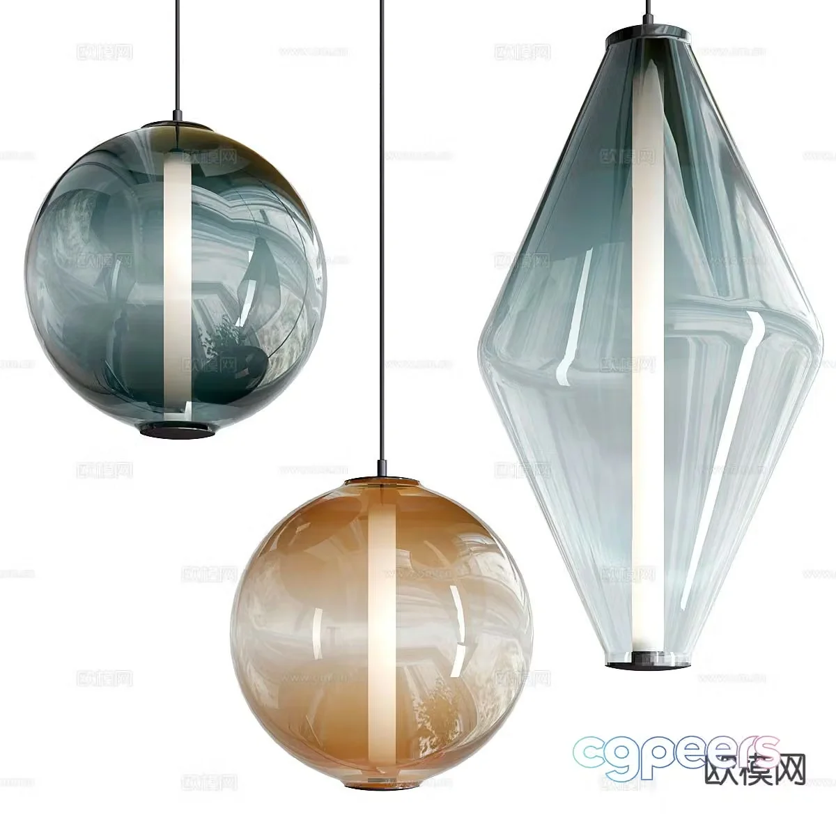Glass small chandelier 3d model