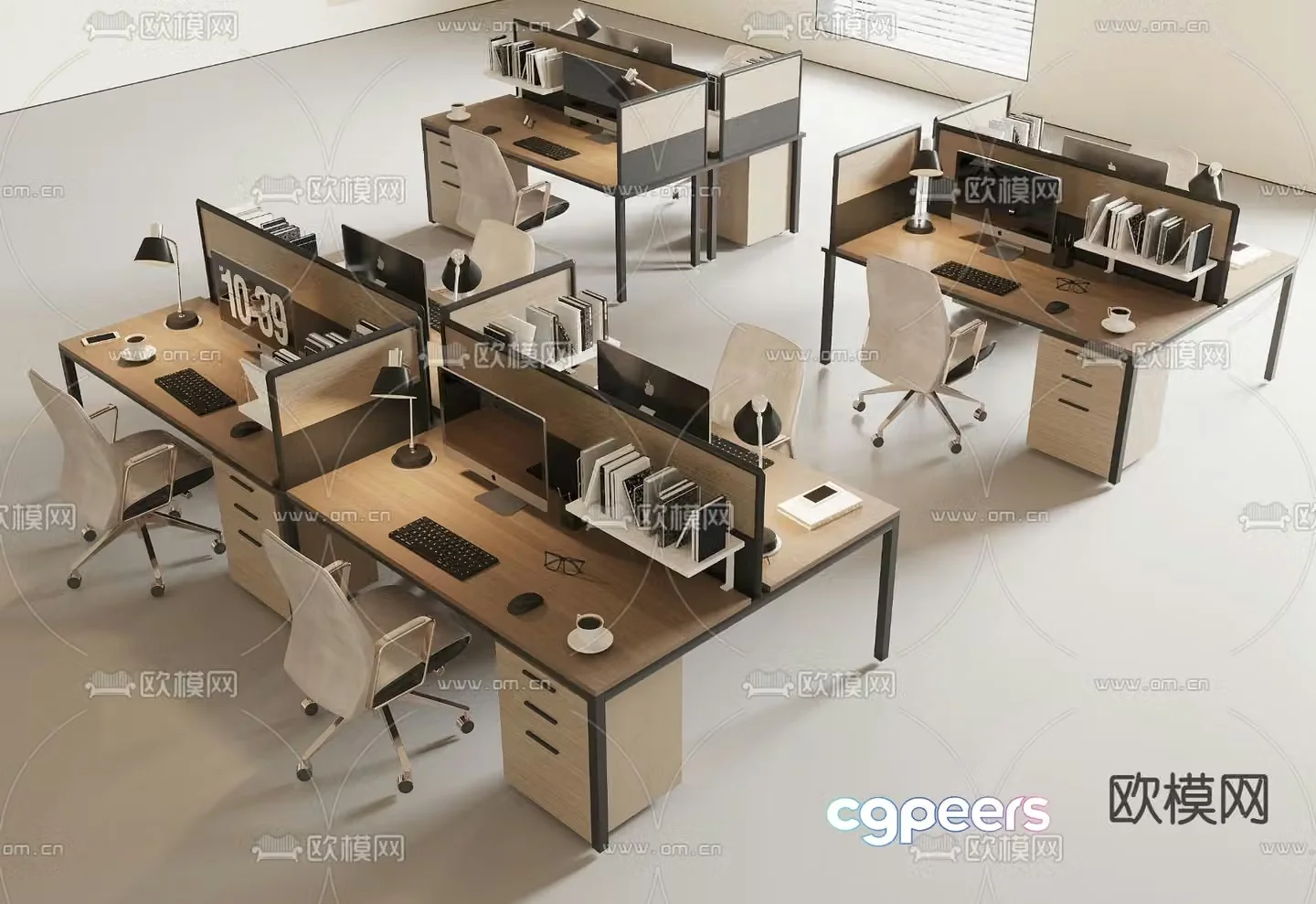 Office desk and chair position workstation 3d model