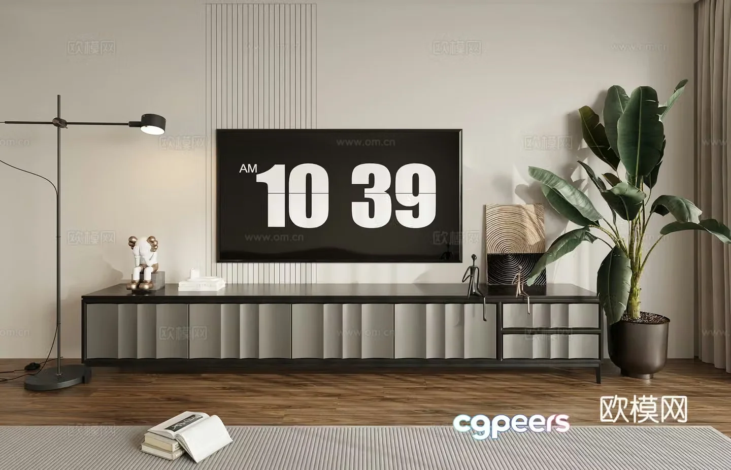 TV background wall TV cabinet 3d model